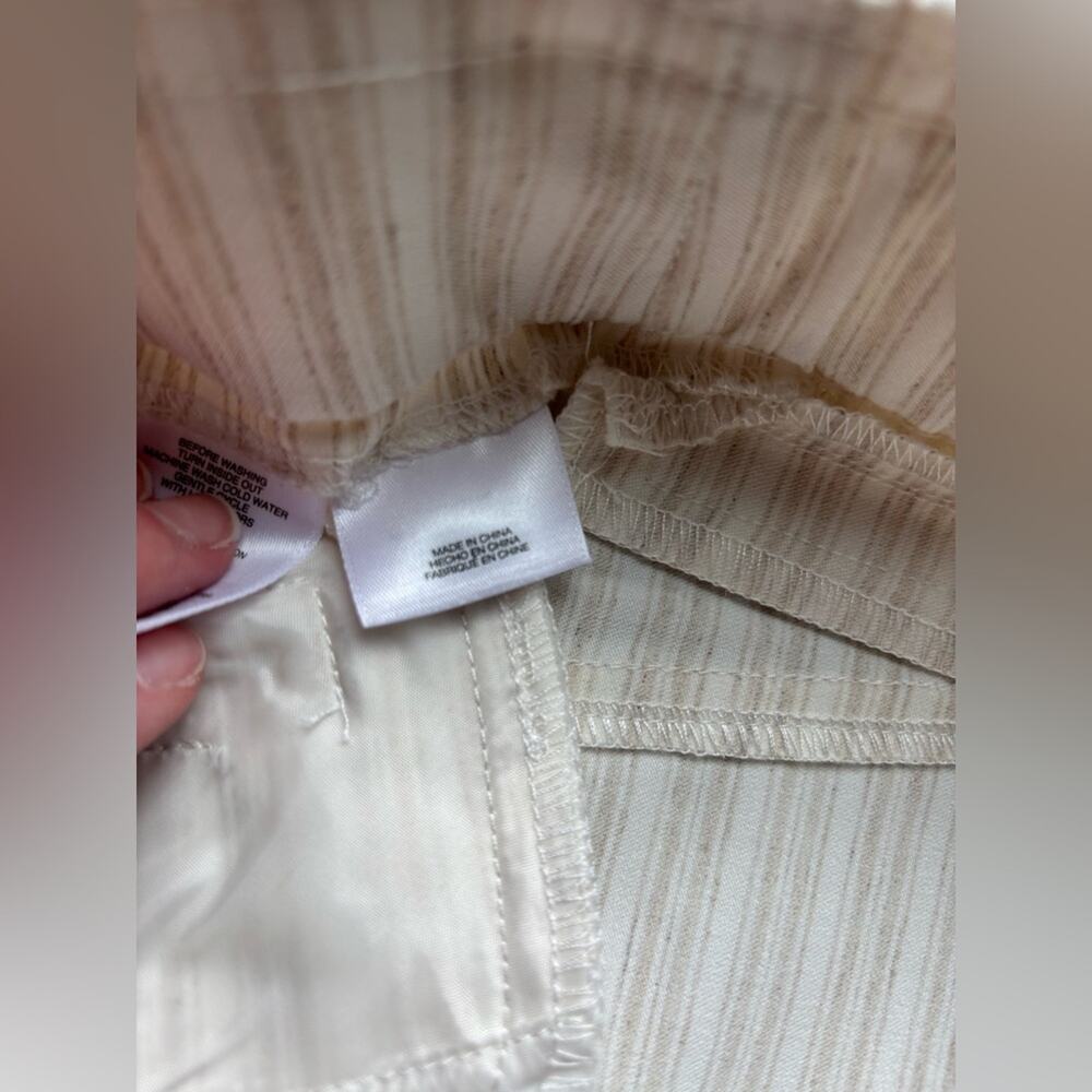 Anne Klein Womens L Tan White Stripe Straight Leg Trouser Business Office Resort - Picture 7 of 10